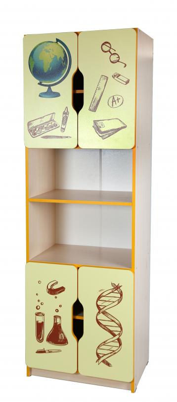 Універсальна напівзакрита стінка "Пізнайко" елемент №4 з фотодруком, 4-дверна з полицями, матеріал корпусу - ЛДСП, АЛМАНТ, 600х410х1885 мм.